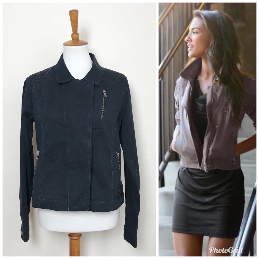ATHLETA Black Cutie Crop Moto Jacket! Medium